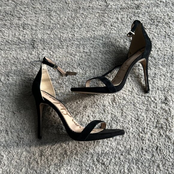 SAM EDELMAN ARIELLA BLACK SUEDE LEATHER HEELS STILETTOS 6.5 M - Picture 6 of 8